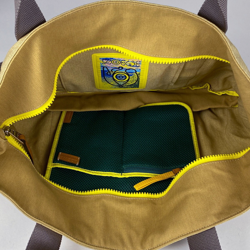 Loewe Anagram Tote Bag Shoulder Nature Canvas Brown Yellow - Picture 7 of 7